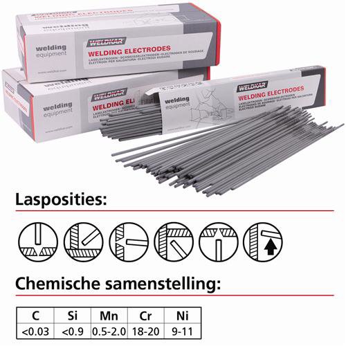 LASELEKTRODE WK 308 L Ø 4,00 X 350 2KG INCL LEG TOESL