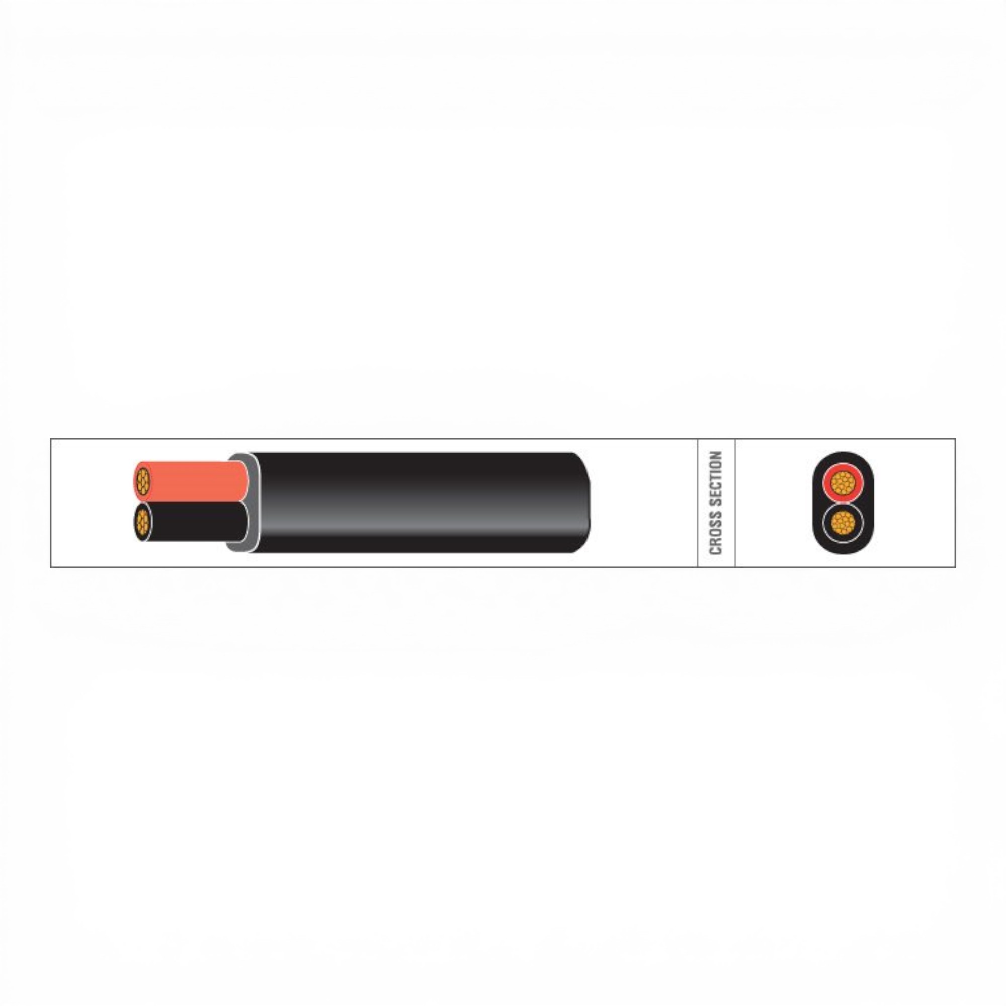 MEERADERIGE KABEL PVC 2X0,5MM2 PLAT ZWART ROOD (1M-30/ROL)