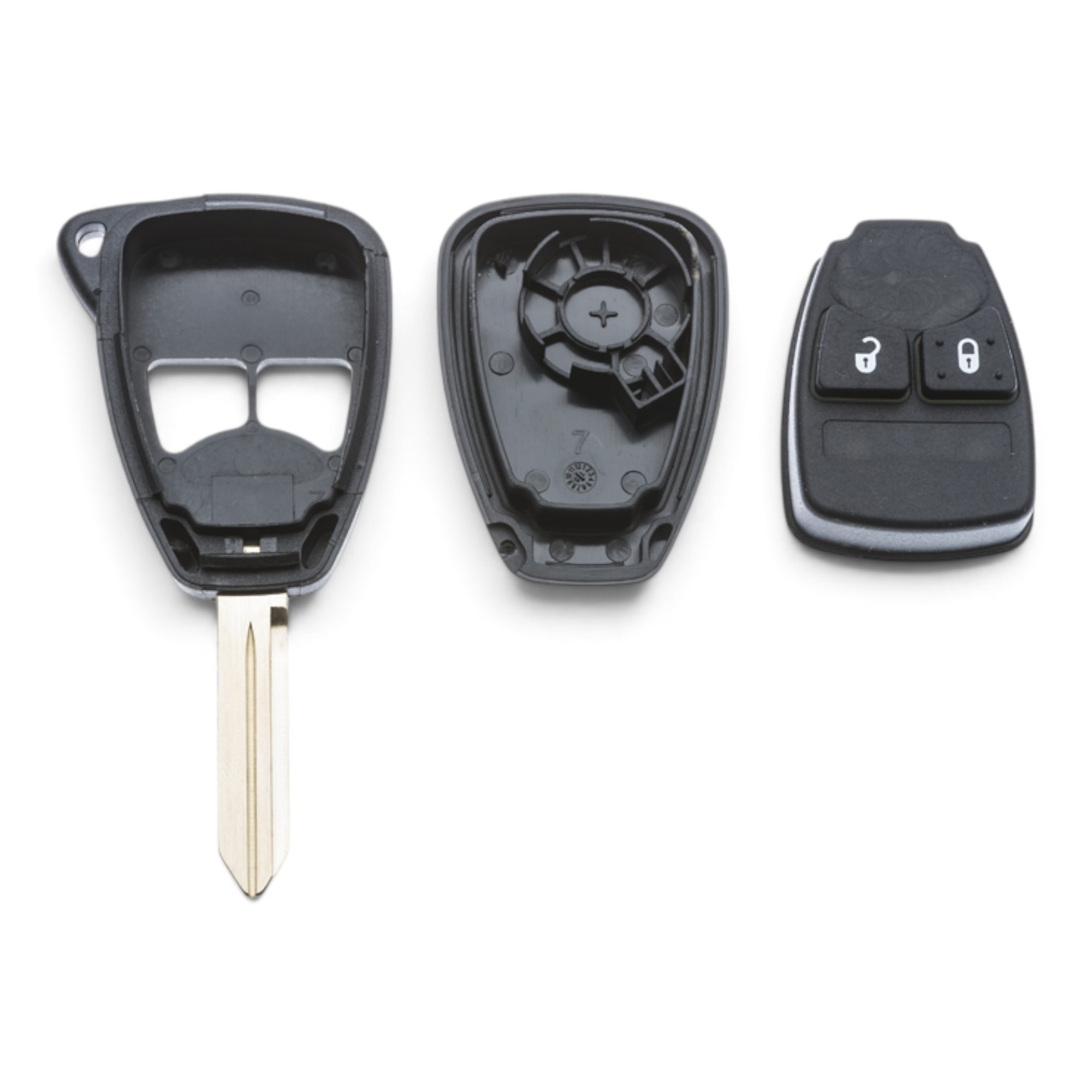 AUTOSLEUTEL CHRYSLER -LEGE BEHUIZING- INCLUSIEF 2 BUTTONS