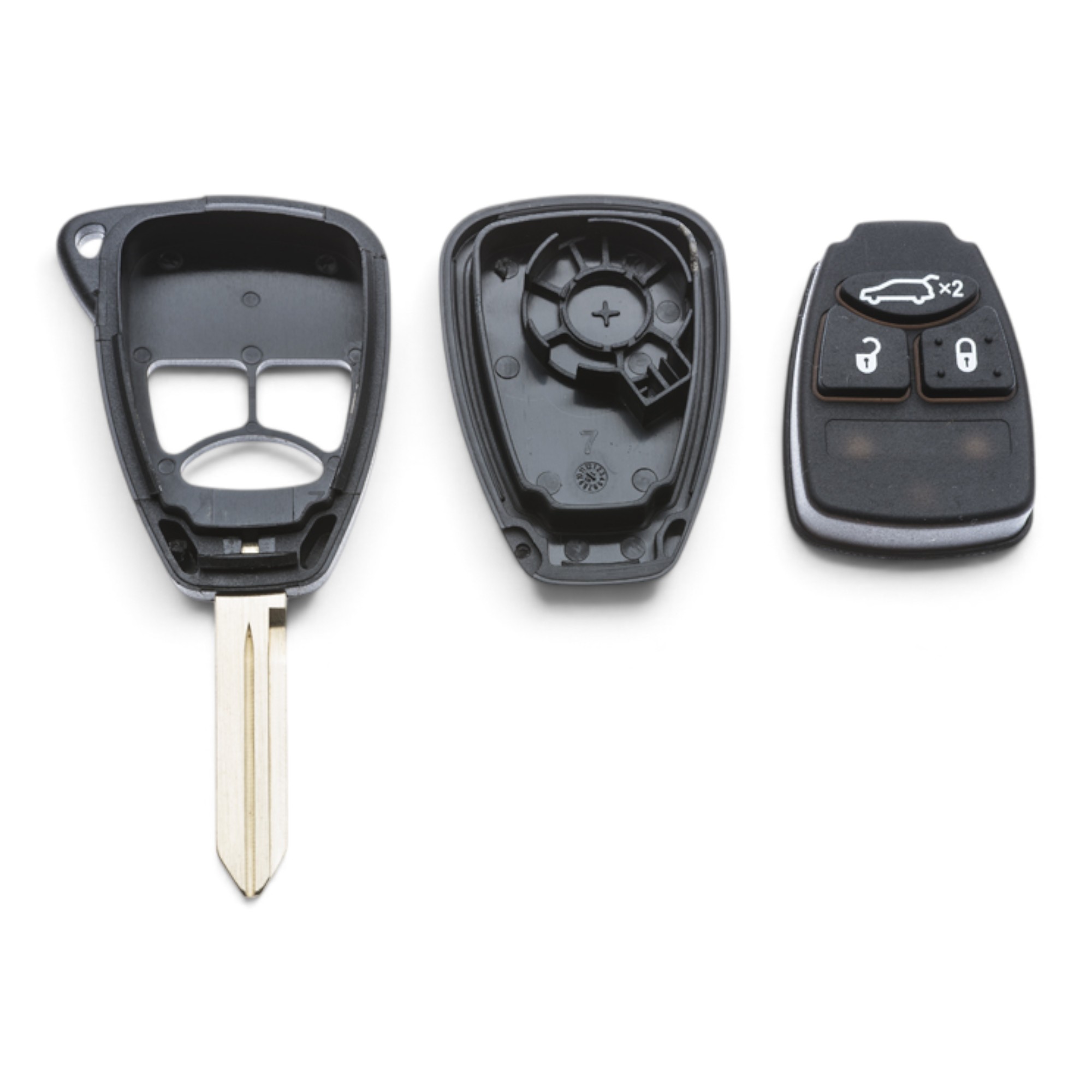 AUTOSLEUTEL CHRYSLER -LEGE BEHUIZING- INCLUSIEF 3 BUTTONS