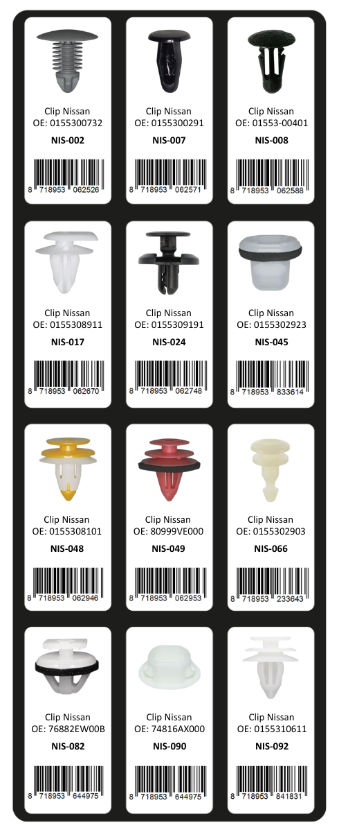 GEVULDE INLAY TOP 13 - 24 CLIPS NISSAN (1ST)