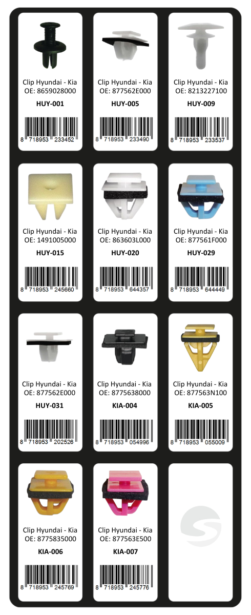 GEVULDE INLAY TOP 1 - 12 CLIPS KIA - HYUNDAI (1ST)