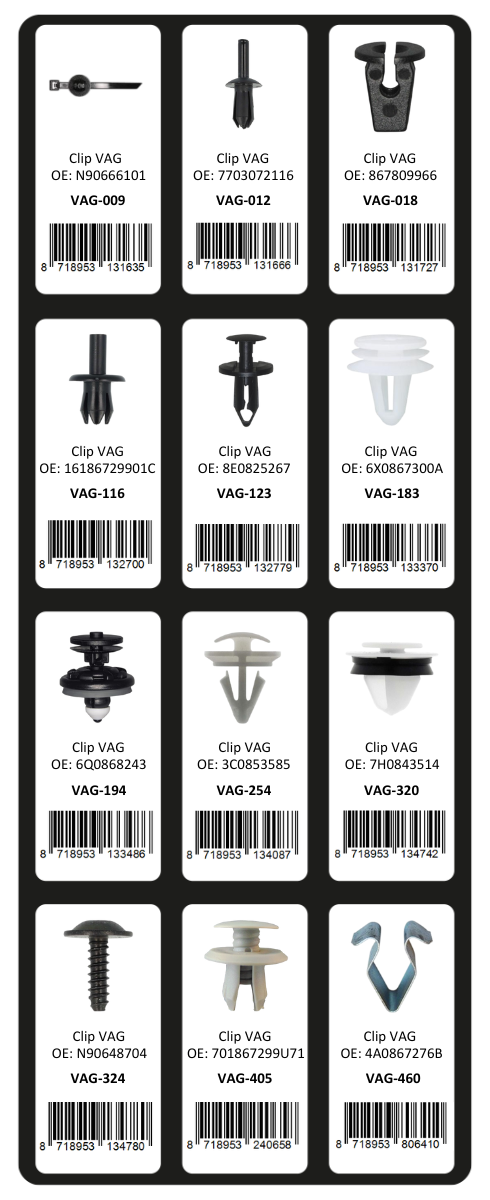 GEVULDE INLAY TOP 13 - 24 CLIPS VAG GROEP (1ST)