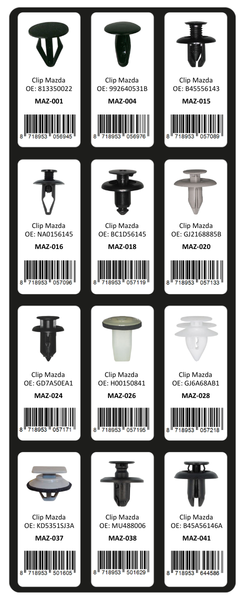 GEVULDE INLAY TOP 1 - 12 CLIPS MAZDA (1ST)