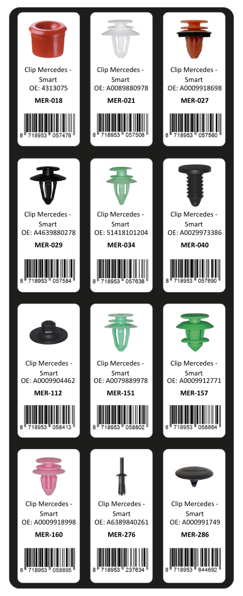 GEVULDE INLAY TOP 13 - 24 CLIPS MERCEDES - SMART (1ST)
