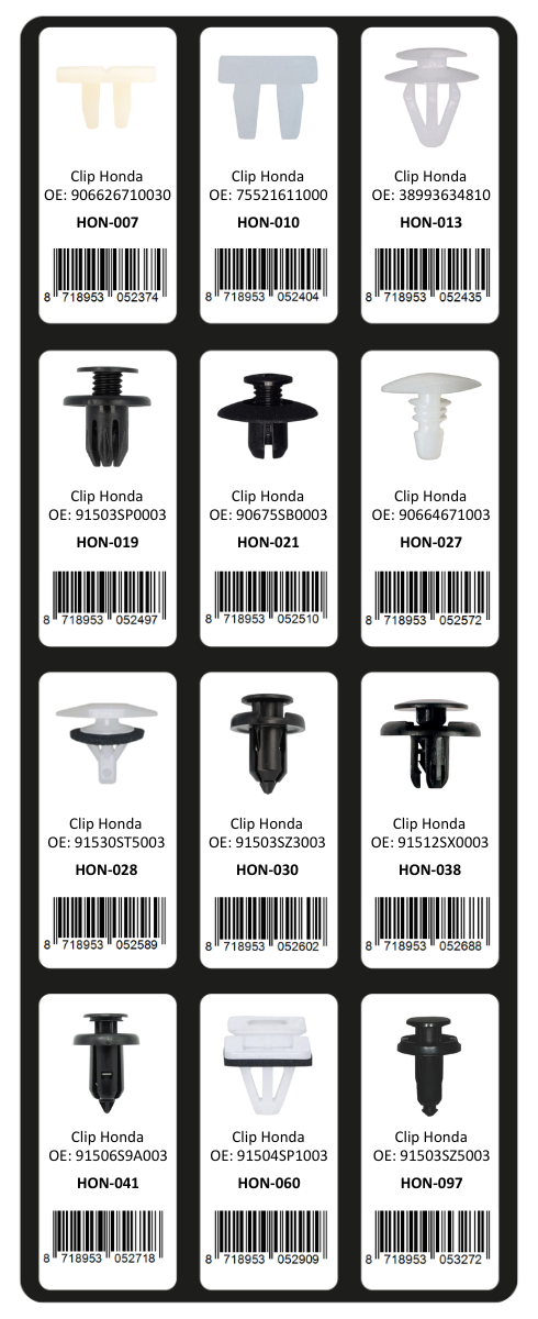 GEVULDE INLAY TOP 1 - 12 CLIPS HONDA (1ST)