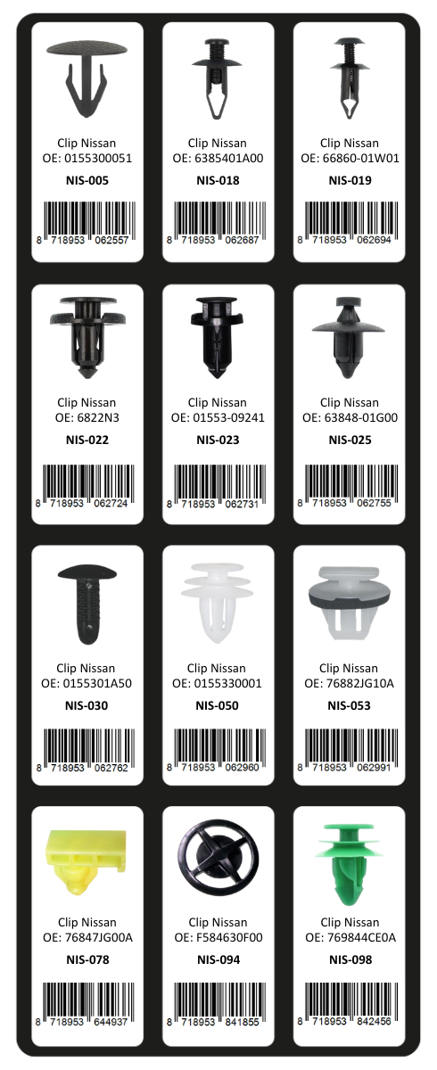 GEVULDE INLAY TOP 1 - 12 CLIPS NISSAN (1ST)