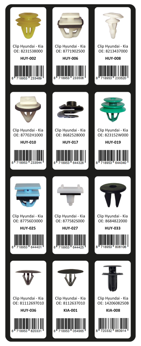 GEVULDE INLAY TOP 13 - 24 CLIPS KIA - HYUNDAI (1ST)