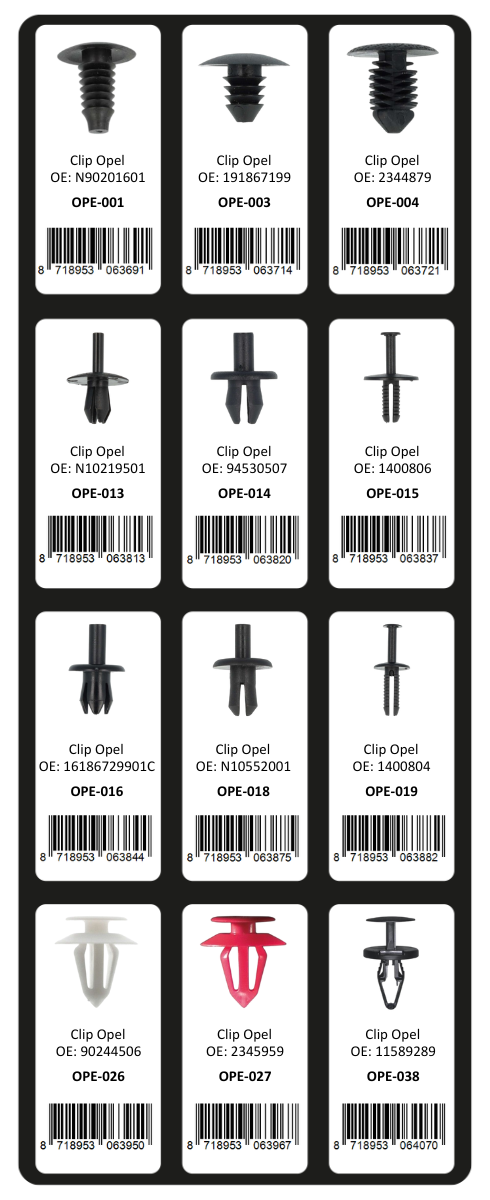 GEVULDE INLAY TOP 1 - 12 CLIPS OPEL (1ST)