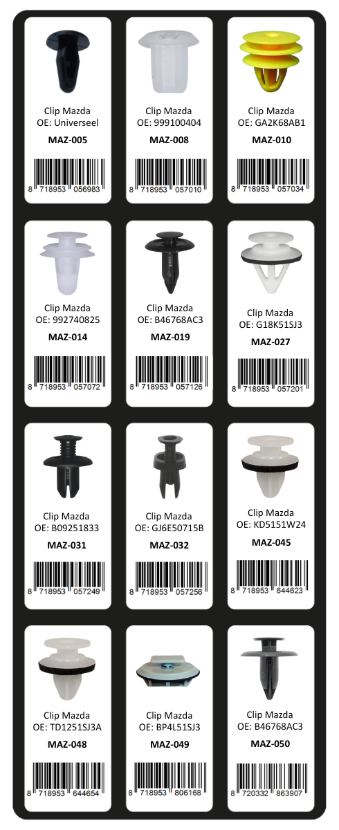 GEVULDE INLAY TOP 13 - 24 CLIPS MAZDA (1ST)